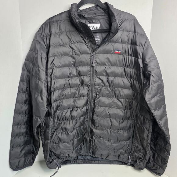 Levi's, Black Puffer down Full Zip light jacket, Men's XL - Picture 1 of 7